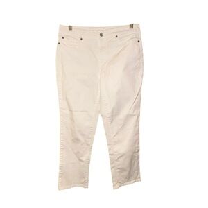 Lands’ End Women’s Mid Rise White‎ Crop Jeans Size 8 Stretch Denim